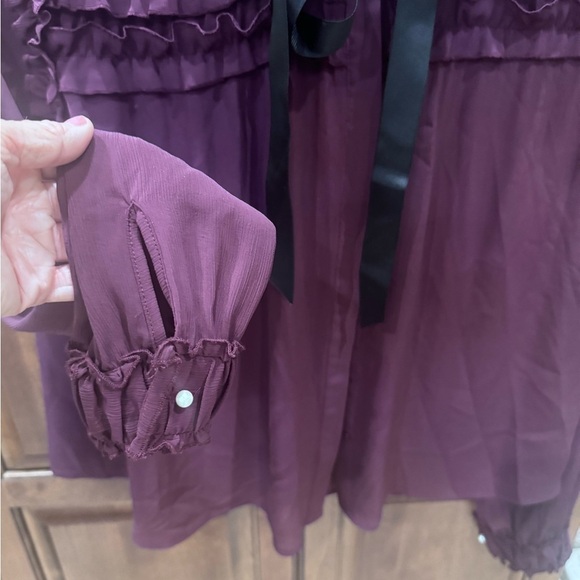 Excellent preloved condition Few Moda Wine Color Hidden-button Blouse Size Med - Picture 7 of 11